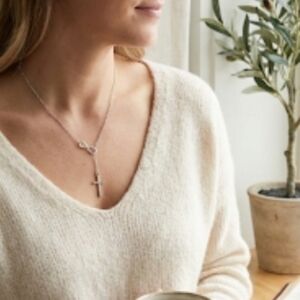 Swarovski elements Women's rose Gold Jewelry cross infinity necklace